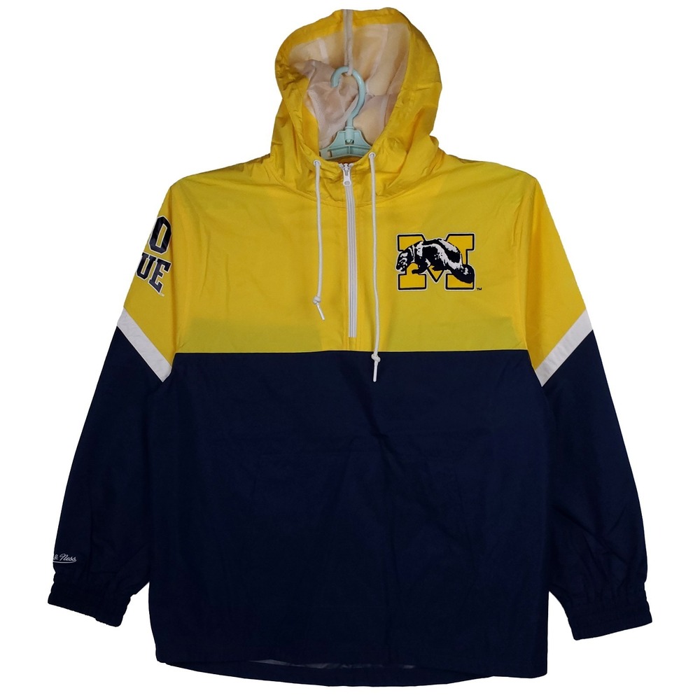 Michigan Wolverines Mitchell & Ness NCAA Large‎ Windbreaker Jacket Navy NWT